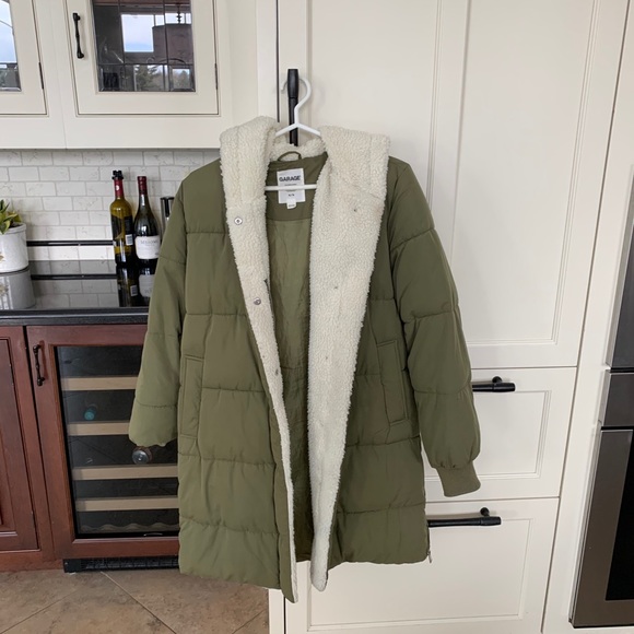 Garage Puff Parka in Olive - Picture 3 of 14
